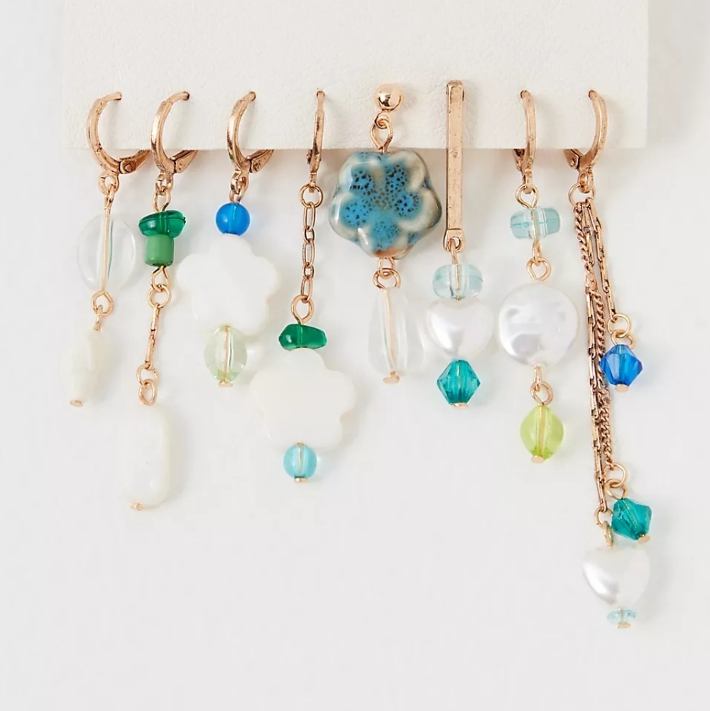 Free People Pearls And Shells Earring Set/Multi